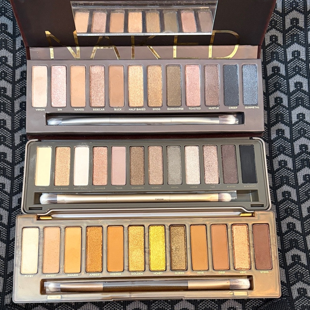 Urban Decay Naked Palettes - Original, Naked 2 and Naked Honey.